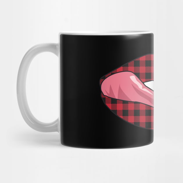 Vintage Lips Retro Style Tongue Flannel Pattern Popart Gift by HypeProjecT